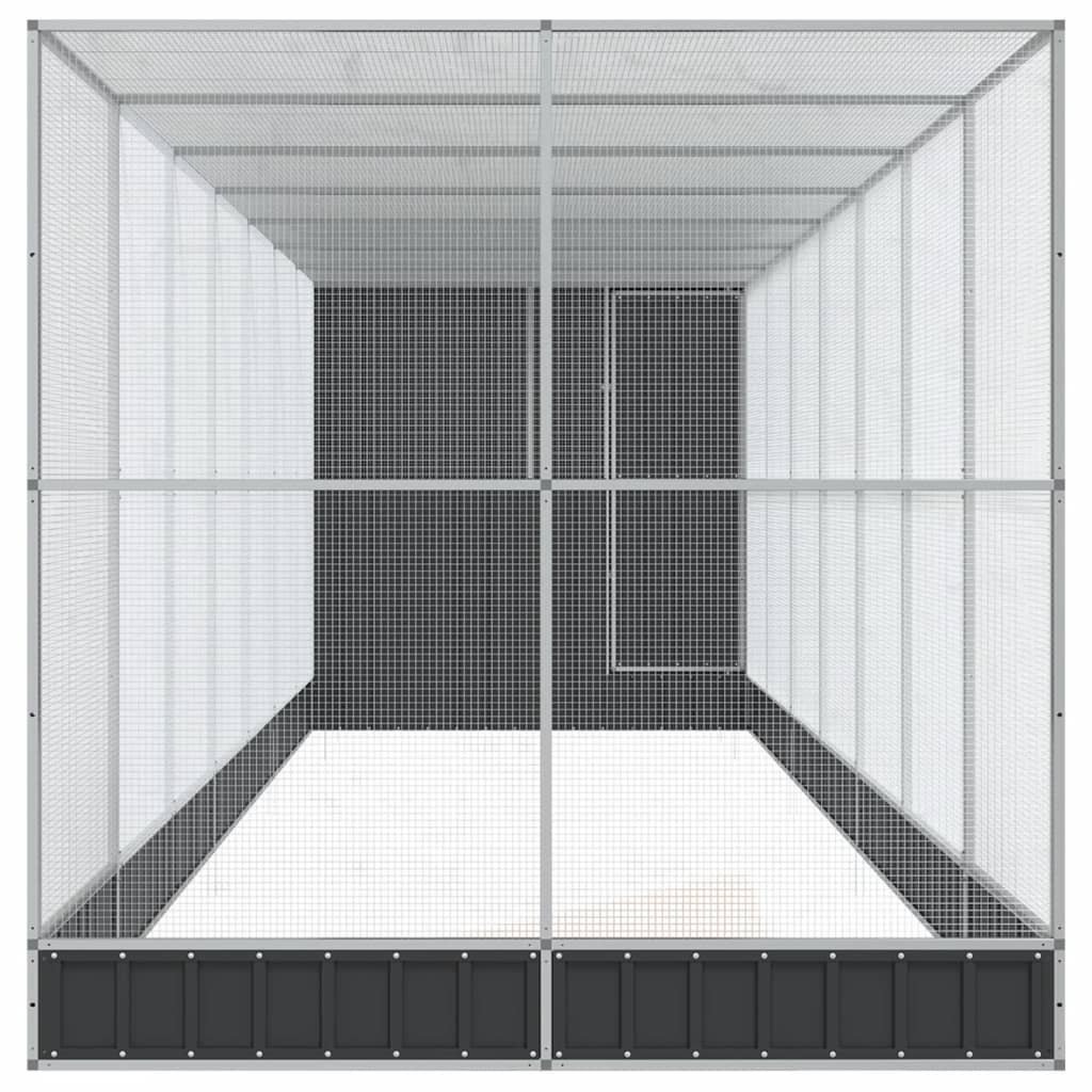 Voljär med utbyggnad silver 830x203x216 cm stål