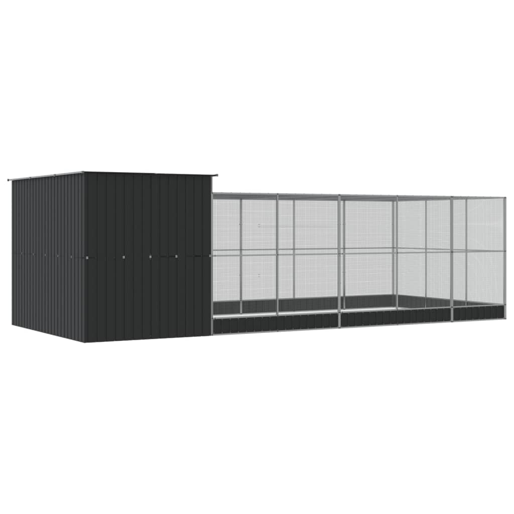 Voljär med utbyggnad silver 704x303x216 cm stål