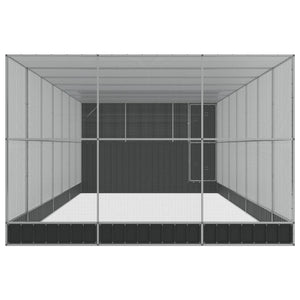 Voljär med utbyggnad silver 911x303x216 cm stål