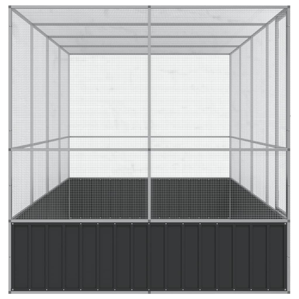 Voljär med förlängning silver 418x207x212 cm stål