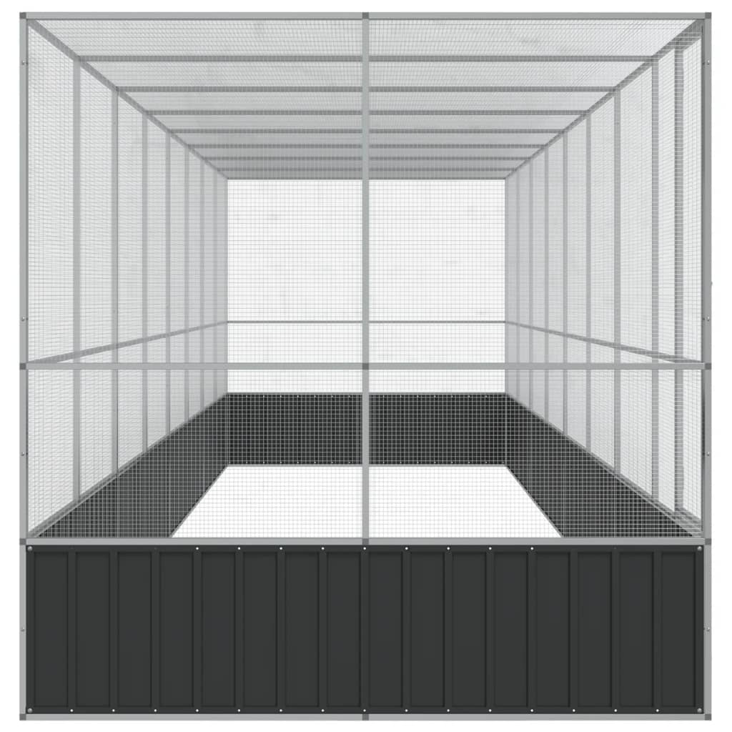 Voljär med utbyggnad silver 832x207x212 cm stål