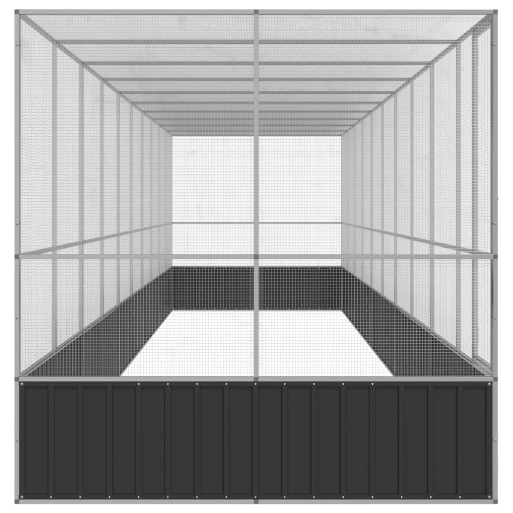 Voljär med utbyggnad silver 1039x207x212 cm stål