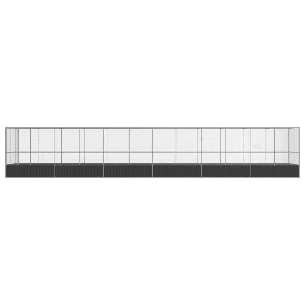 Voljär med utbyggnad silver 1246x207x212 cm stål