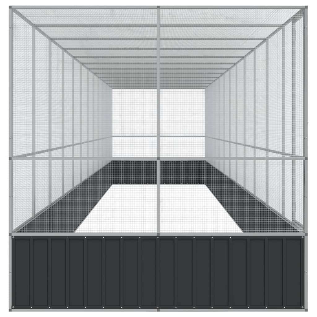 Voljär med utbyggnad silver 1246x207x212 cm stål