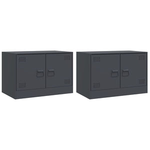 TV-skåp 2 st antracit 67x39x44 cm stål