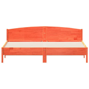 Sängram utan madrass vaxbrun 200x200 cm massiv furu