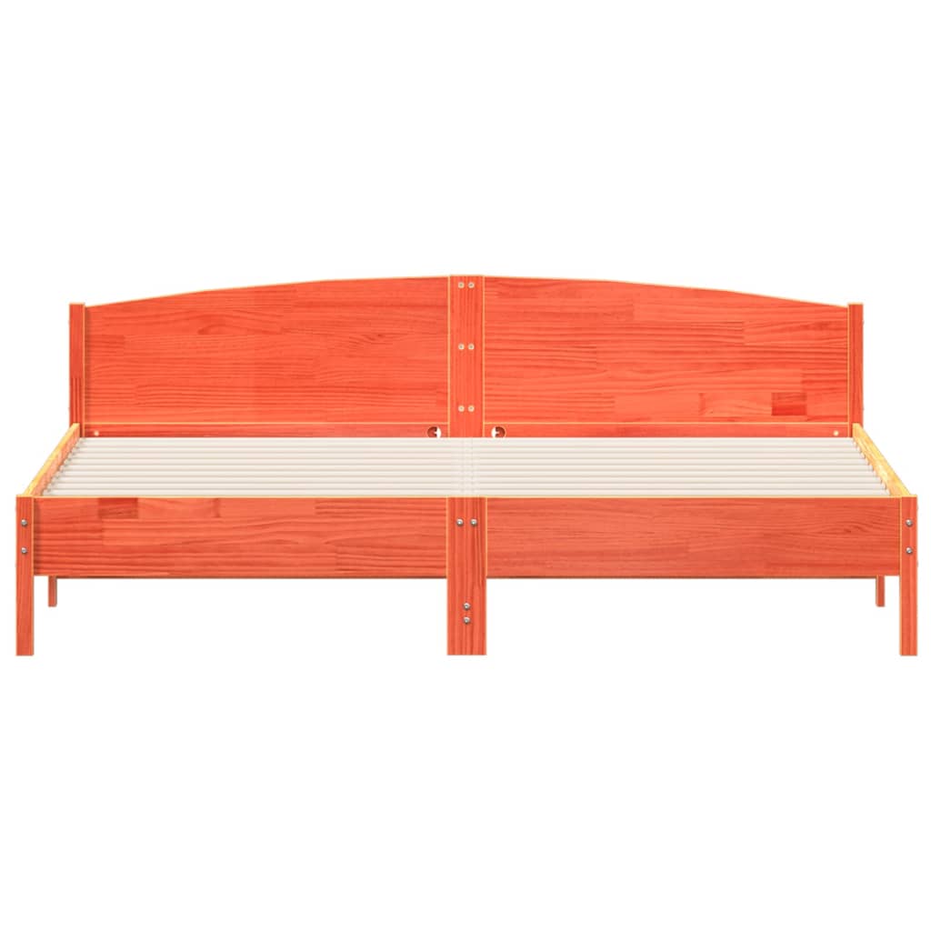 Sängram utan madrass vaxbrun 180x200 cm massiv furu