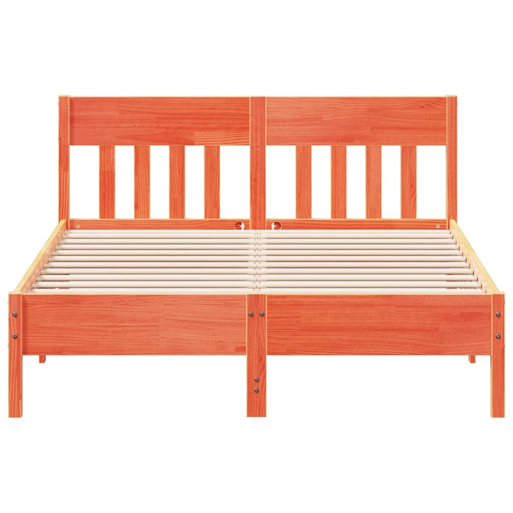 Sängram utan madrass vaxbrun 160x200 cm massiv furu