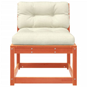 Trädgårdssoffa 2 delar med dynor vaxbrun massiv furu