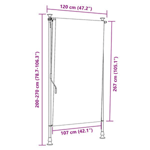 Rullgardin utomhus blå och vit 120x270 cm tyg&stål