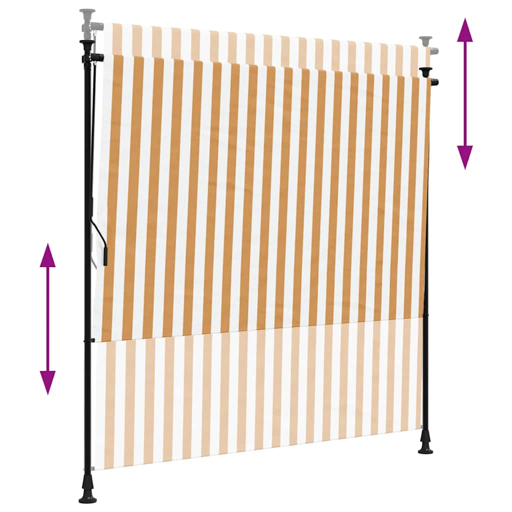 Rullgardin utomhus orange och vit 200x270 cm tyg&stål