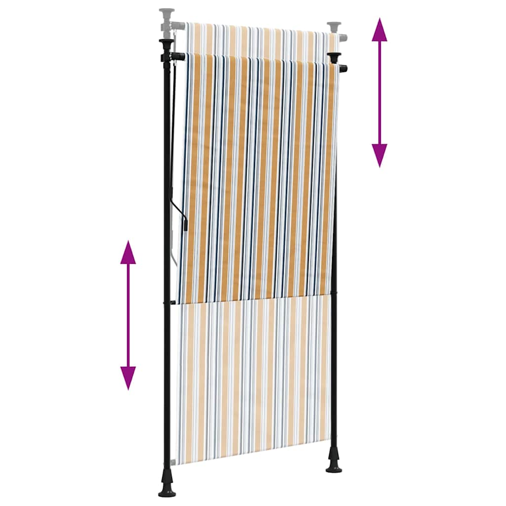Rullgardin utomhus gul och vit 100x270 cm tyg&stål