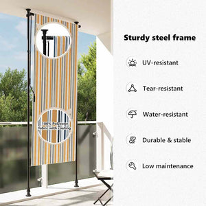 Rullgardin utomhus gul och vit 100x270 cm tyg&stål