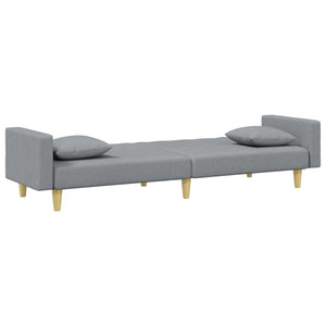 Bäddsoffa 2-sits med kuddar och fotpall ljusgrå tyg