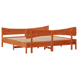 Sängram utan madrass vaxbrun 180x200 cm massiv furu