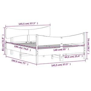 Sängram utan madrass vaxbrun 140x190 cm massiv furu