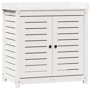 Växtbord med hyllor vit 82,5x50x86,5 cm massiv furu