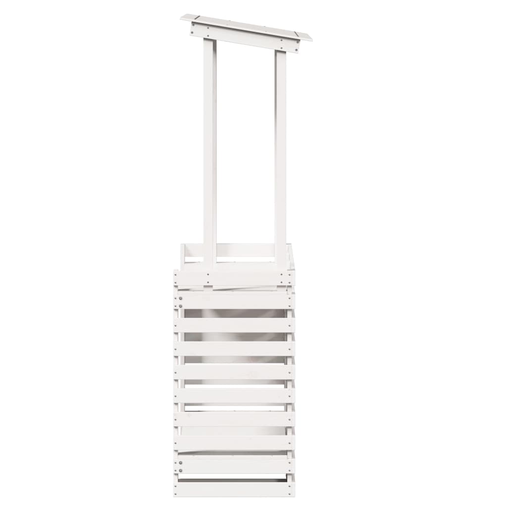 Barbord för trädgården med tak vit 112,5x57x195,5cm massivt trä