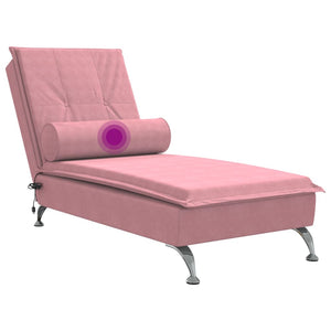 Massageschäslong med bolster rosa sammet