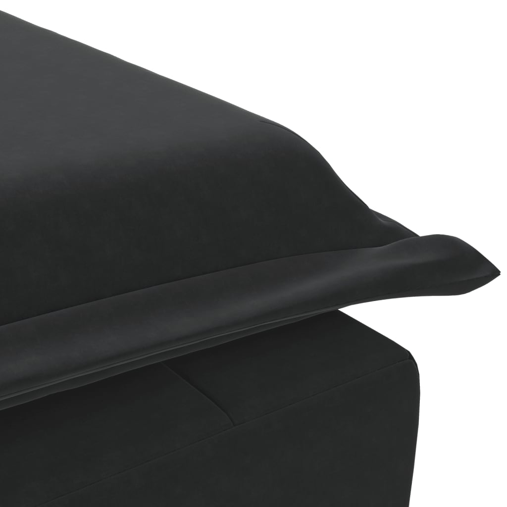 Massageschäslong med bolster svart sammet