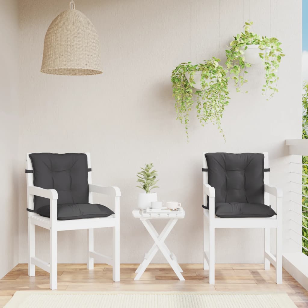 Stolsdynor lågt ryggstöd 2 st melerad antracit 100x50x7 cm tyg