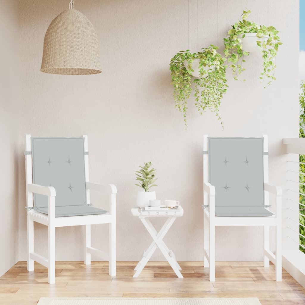 Stolsdynor lågt ryggstöd 2 st melerad ljusgrå 100x50x4 cm tyg