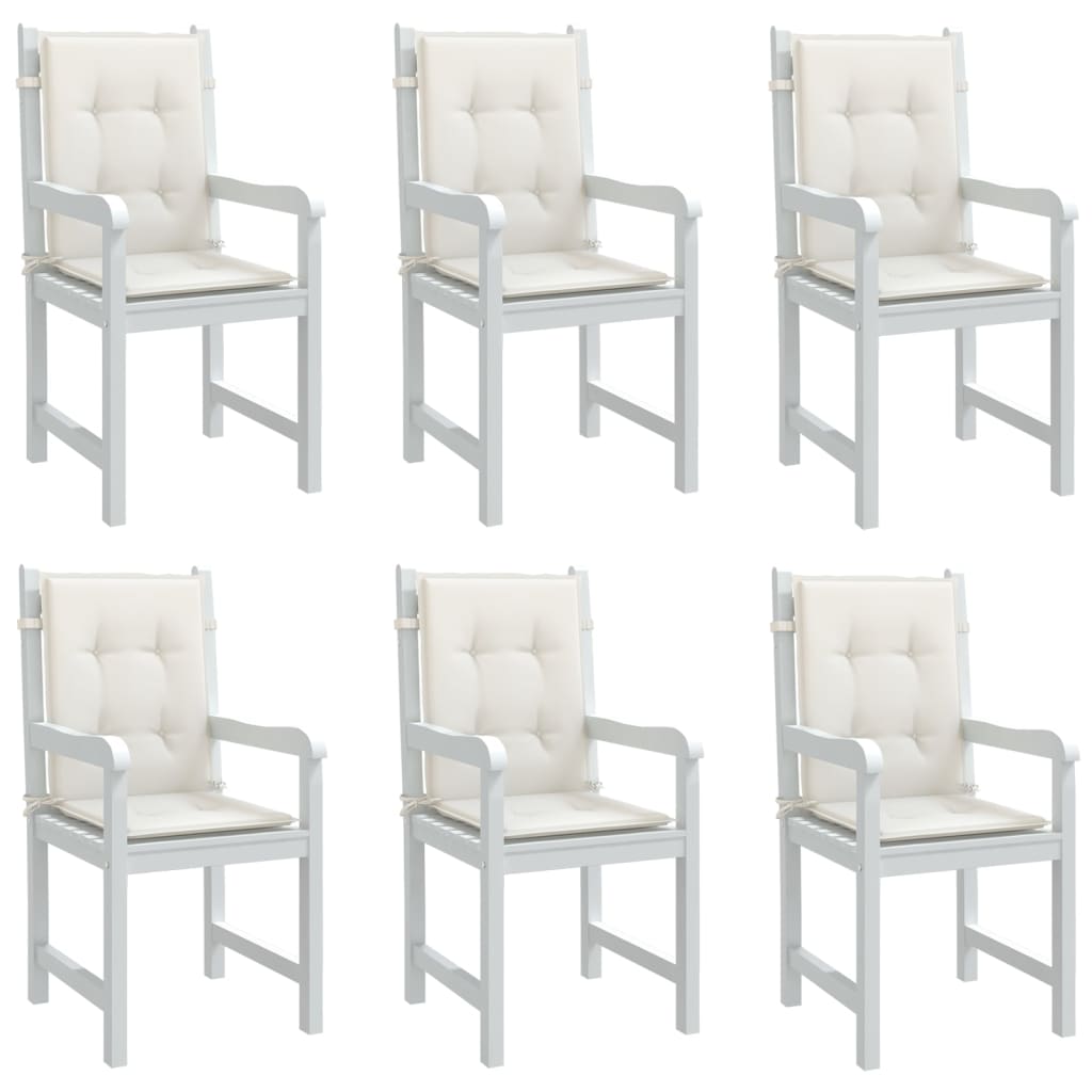 Stolsdynor lågt ryggstöd 6 st melerad gräddvit 100x50x4 cm tyg