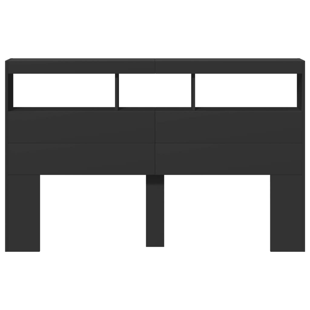 Sänggavel med LED svart 160x17x102 cm