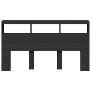 Sänggavel med LED svart 180x17x102 cm