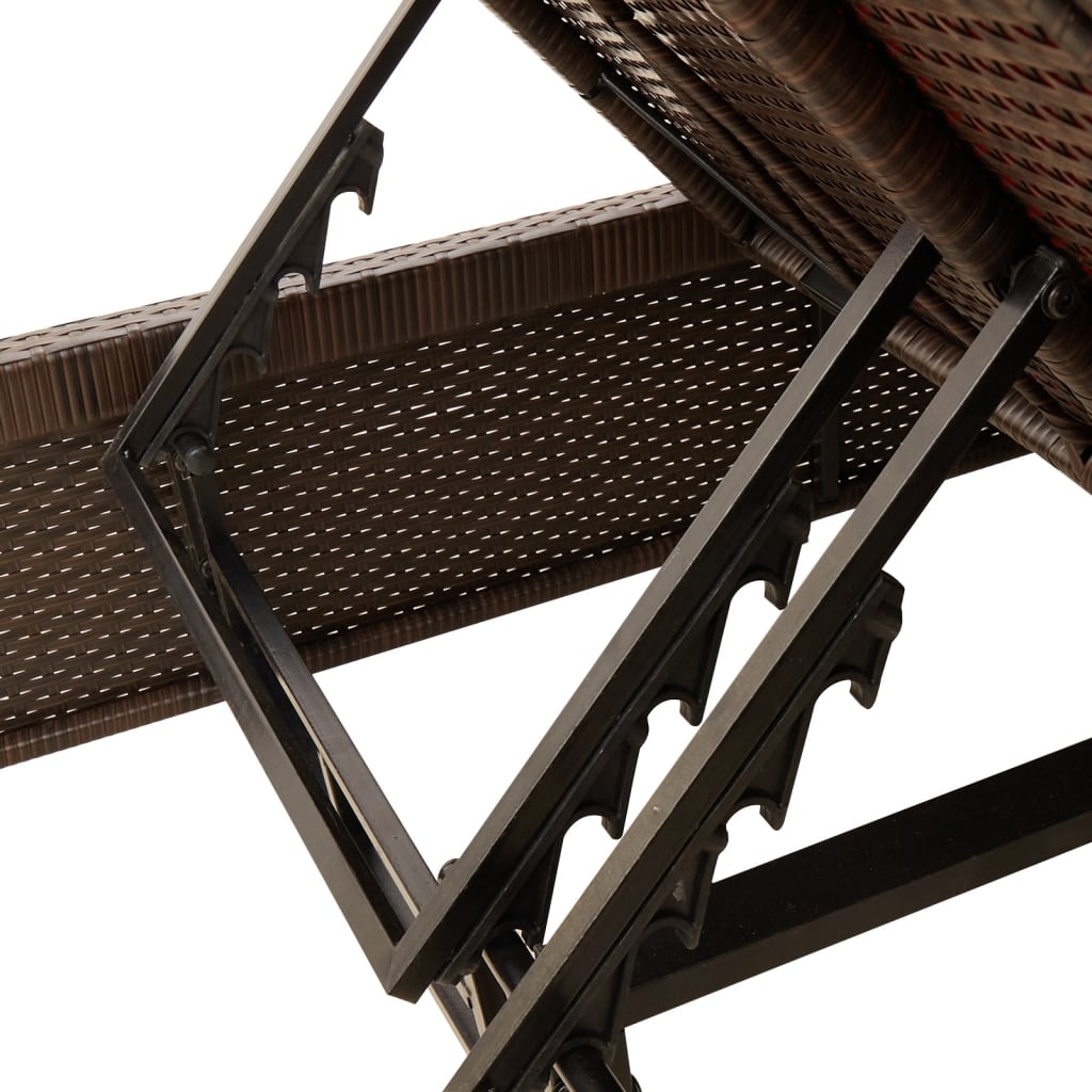 Dubbel solsäng med dynor brun konstrotting