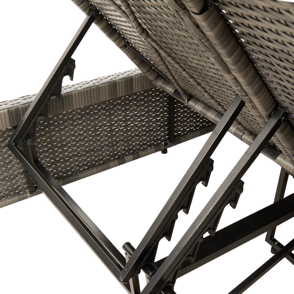 Dubbel solsäng med dynor grå konstrotting