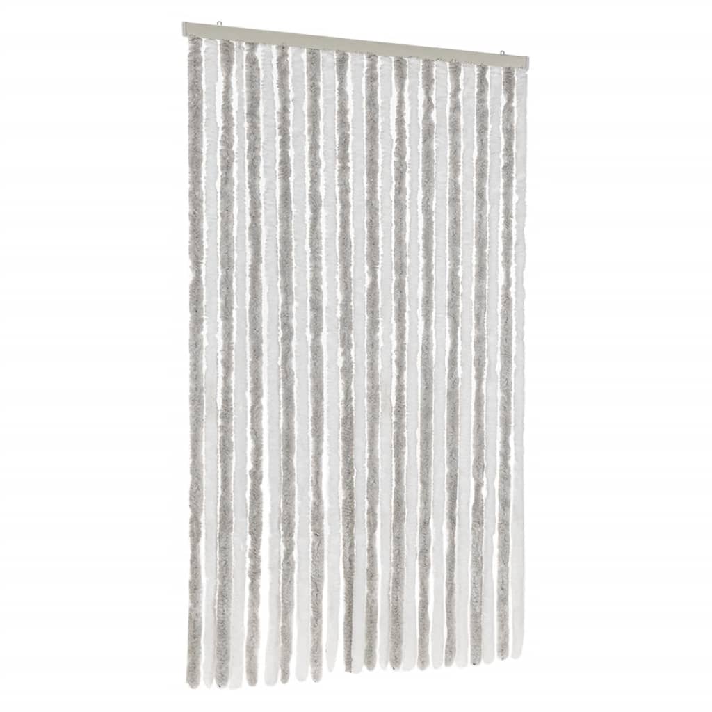 Insektsgardin ljusgrå och vit 100x230 cm chenille