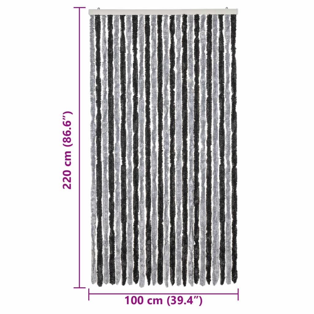 Insektsgardin grå och svart 100x220 cm chenille