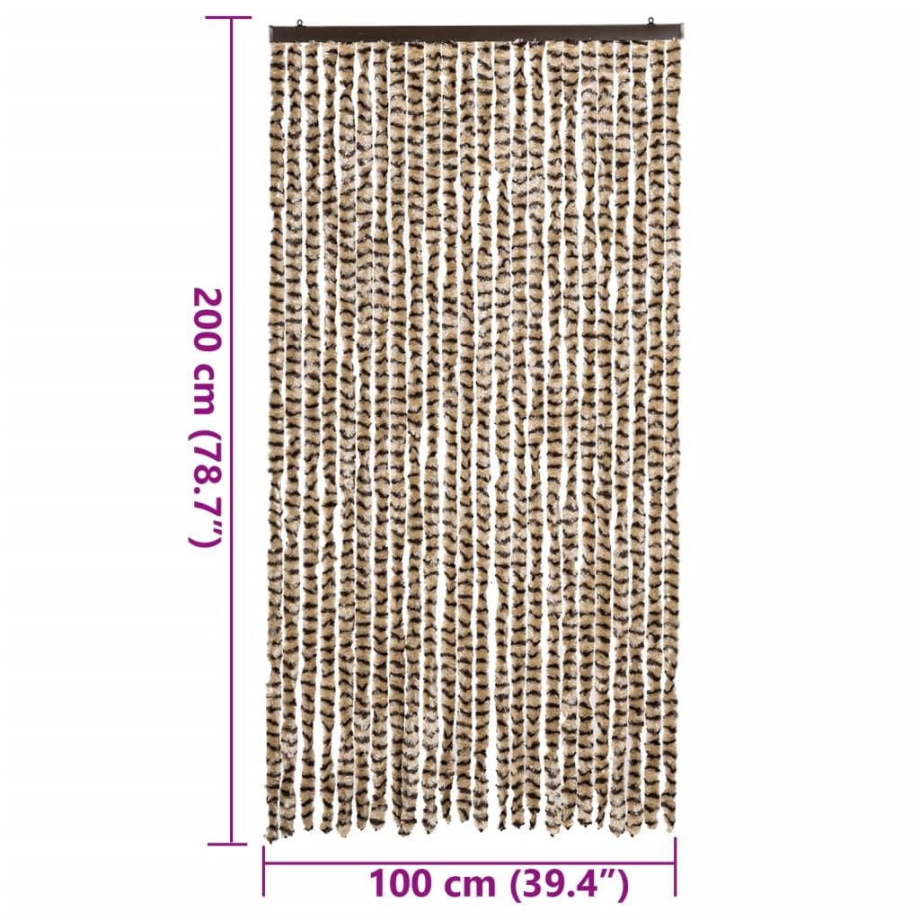 Insektsgardin beige och brun 100x200 cm chenille