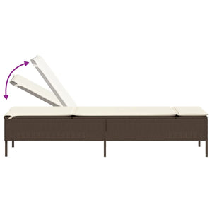 Solsäng med bord och dyna brun konstrotting