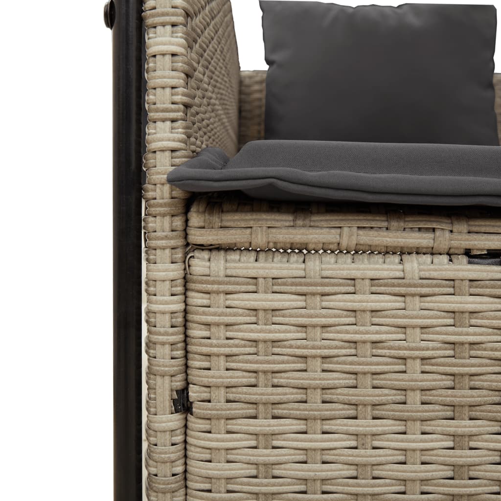 Dubbel solsäng med tak och dynor ljusgrå konstrotting