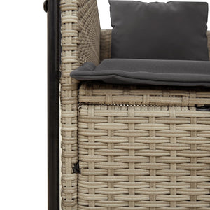 Dubbel solsäng med tak och dynor ljusgrå konstrotting