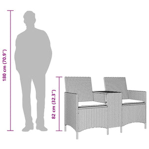 Trädgårdssoffa 2-sits med bord och dynor konstrotting beige