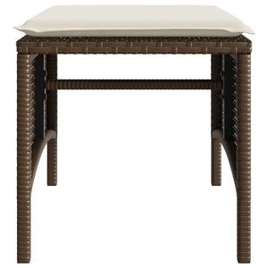 Trädgårdssoffa 2-sits med bord och pallar brun konstrotting