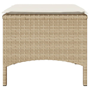 Trädgårdssoffa 2-sits med bord och pallar beige konstrotting