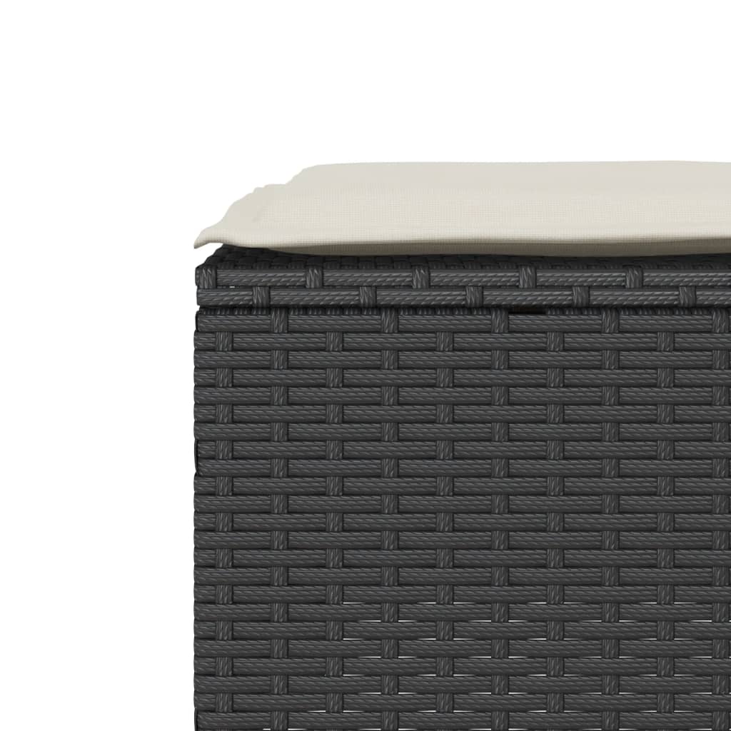 Caféset med dynor 3 delar svart konstrotting