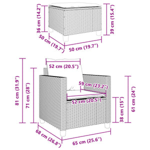 Bistrogrupp med dynor 3 delar beige konstrotting