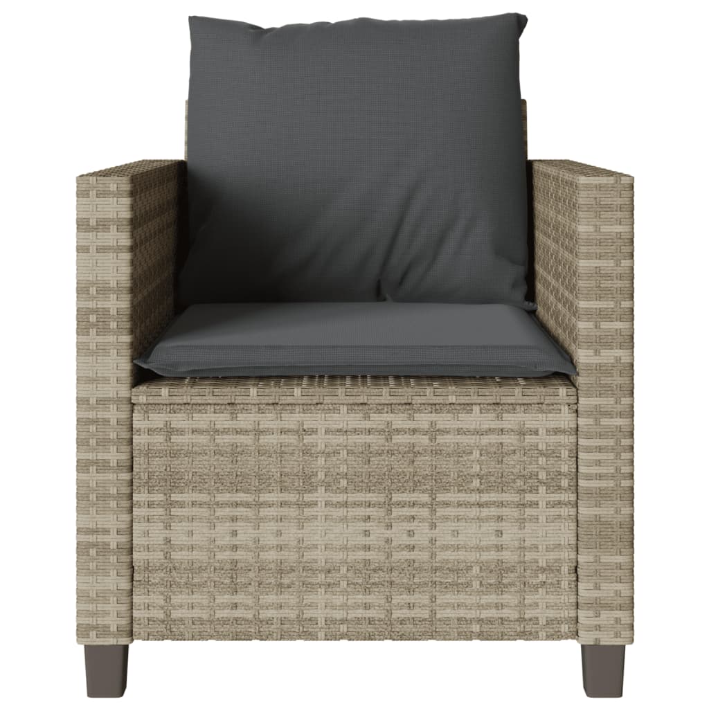 Bistrogrupp med dynor 3 delar ljusgrå konstrotting