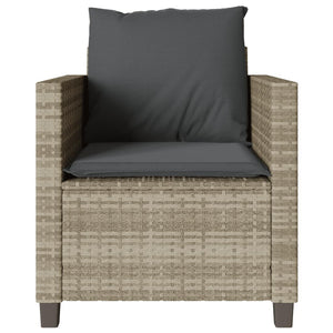 Bistrogrupp med dynor 3 delar ljusgrå konstrotting