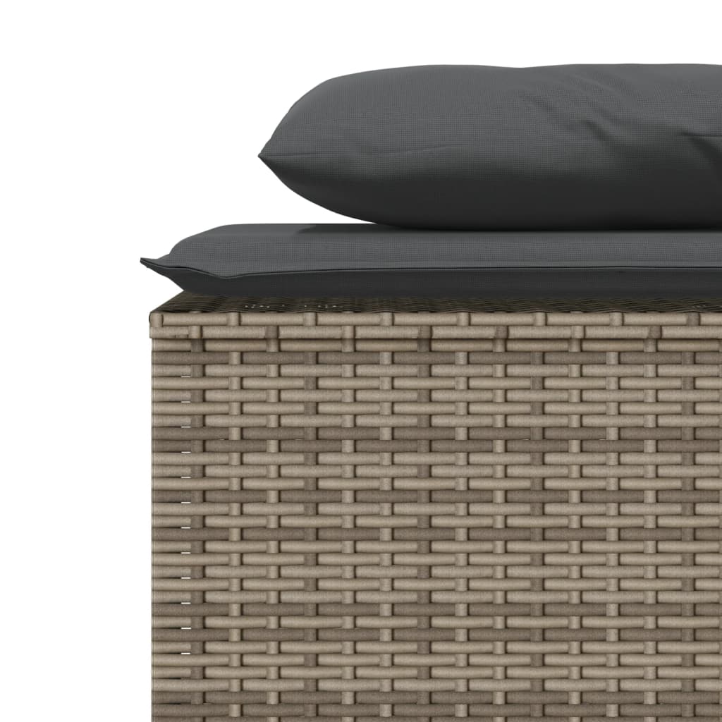 Matgrupp för trädgården med dynor 3 delar konstrottning grå