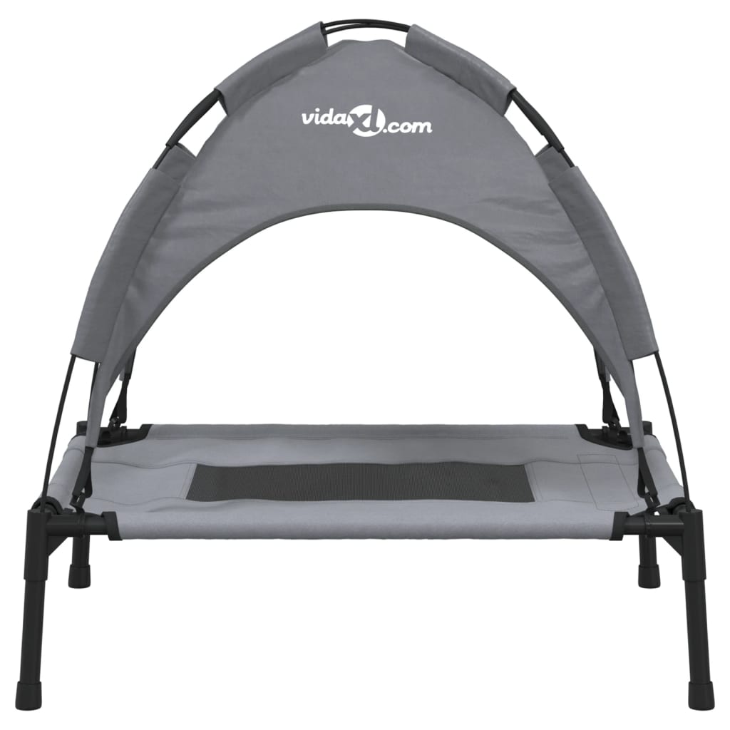 Hundbädd med kapell antracit oxfordtyg och stål