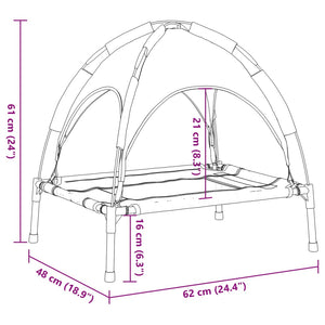 Hundbädd med kapell antracit oxfordtyg och stål