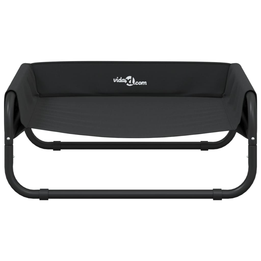 Upphöjd hundbädd antracit oxfordtyg och stål