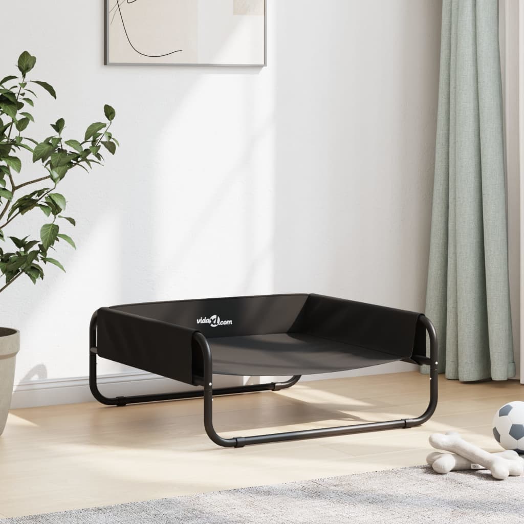 Upphöjd hundbädd antracit oxfordtyg och stål