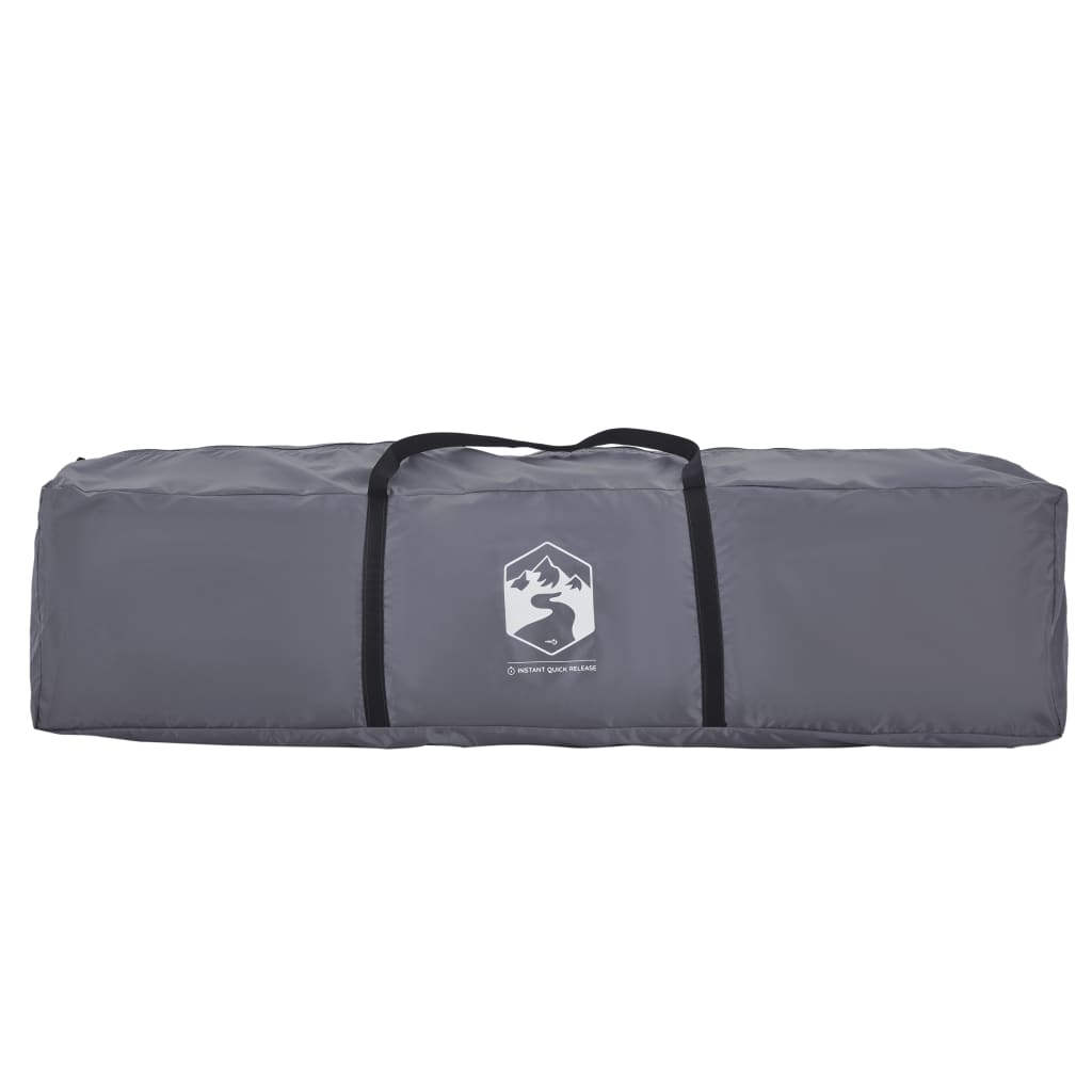 Familjetält med veranda 9 personer grå och orange snabbrest